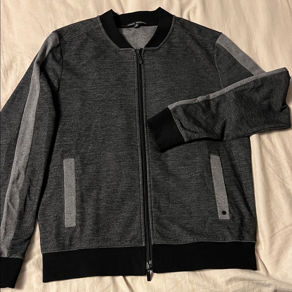 Robert Barakett Charcoal and Light Gray Zip-Up Sweater jacket size M